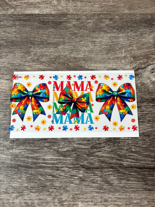 38a: Autism Mama Puzzle Piece Bows